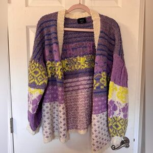 Purple knit open cardigan